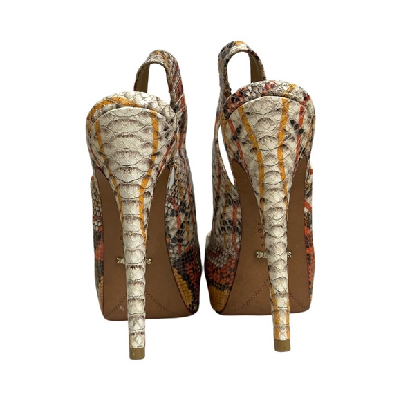Schutz Faux Snakeskin Leather Slingback Platform Pumps Stiletto heels Mob Wife - Picture 5 of 11